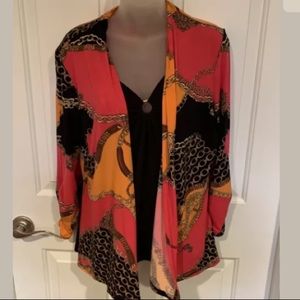 Notations Sz M Colorful 3/4 Sleeve Layered Blouse